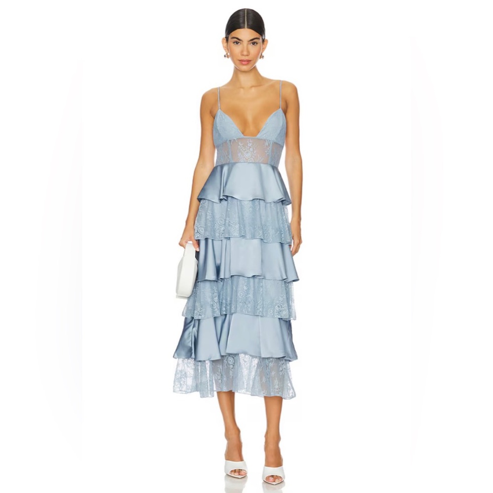 Tiered Lace Midi Dress in Storm WeWoreWhat size 2